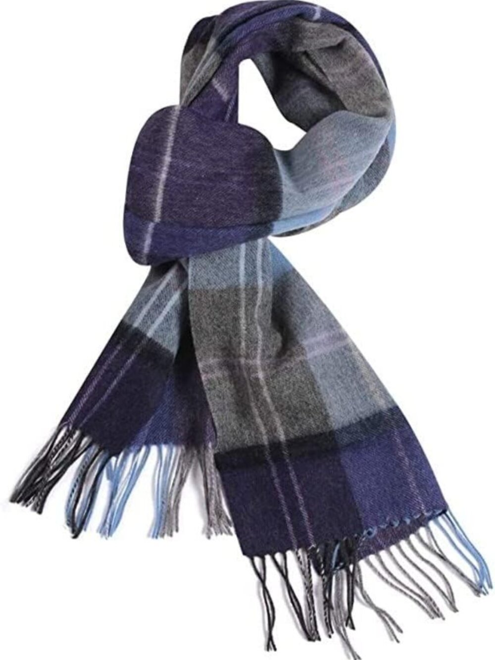 Cozy Merino Wool Plaid Scarf | Thick Soft Winter Wrap for Men & Women